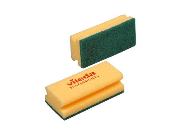 125604 Губка Средняя жесткость, зеленый абразив Vileda Professional, 9.5 х 7 см