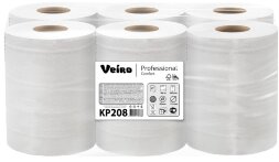 KP208 Бумажные полотенца в рулонах с центральной вытяжкой Veiro Professional Comfort, 6 рул. х 100 м, двухслойные, белые, 40 г/м²